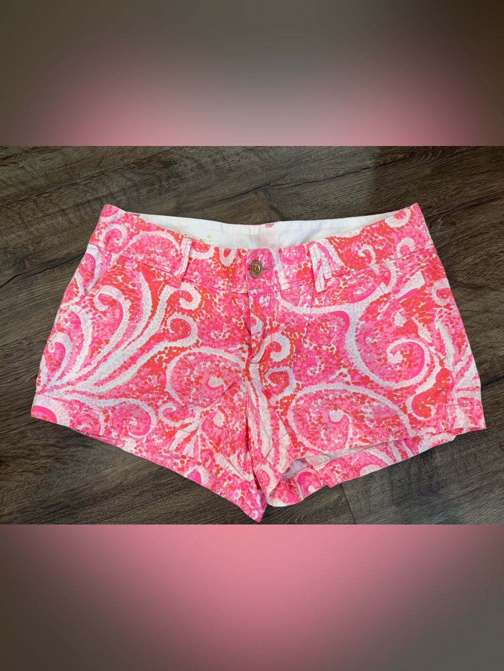 Lilly Pulitzer Pink & Coral Swirl Print High Waist Shorts